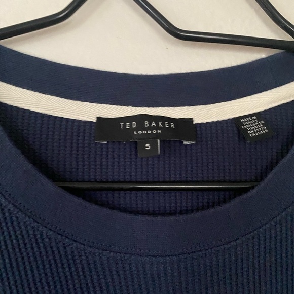 Ted Baker London Navy Blue Waffle Knit Thermal Men’s Size 5 XL Long Sleeves - Picture 6 of 9